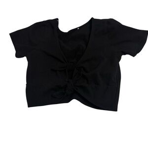 Black Tie-Front Women's Top